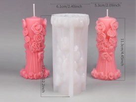 Molde silicona columna con rosas 